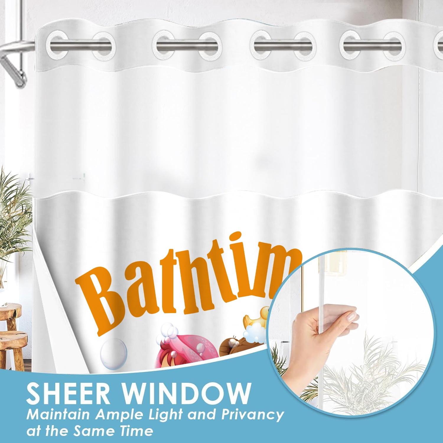 1PC double-layer large ring shower curtain, children play with bubbles in the bathtub, shower curtain, high-end quick drying hanging curtain, bathroom, curtain, waterproof, anti mold curtain