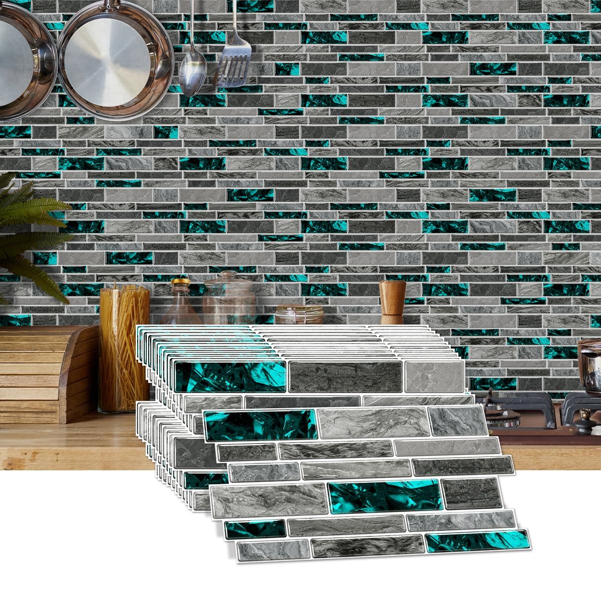 Simulation Marble Splicing Models Tile Wall Stickers, Self-Adhesive Waterproof Wallpaper, Bathroom & Kitchen Wall Decoration