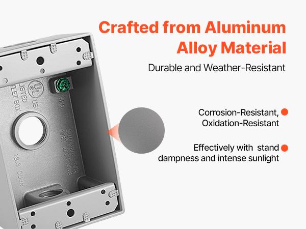 VEVOR Outdoor Electrical Box, 4.5x 2.8x 2 in, Weatherproof Outlet Junction Box, Suitable 1/2-Inch or 3/4-Inch Electrical Conduit, 18.3 Cu. In Large Capacity Plug Receptacle Protector, 4PCS, Gray