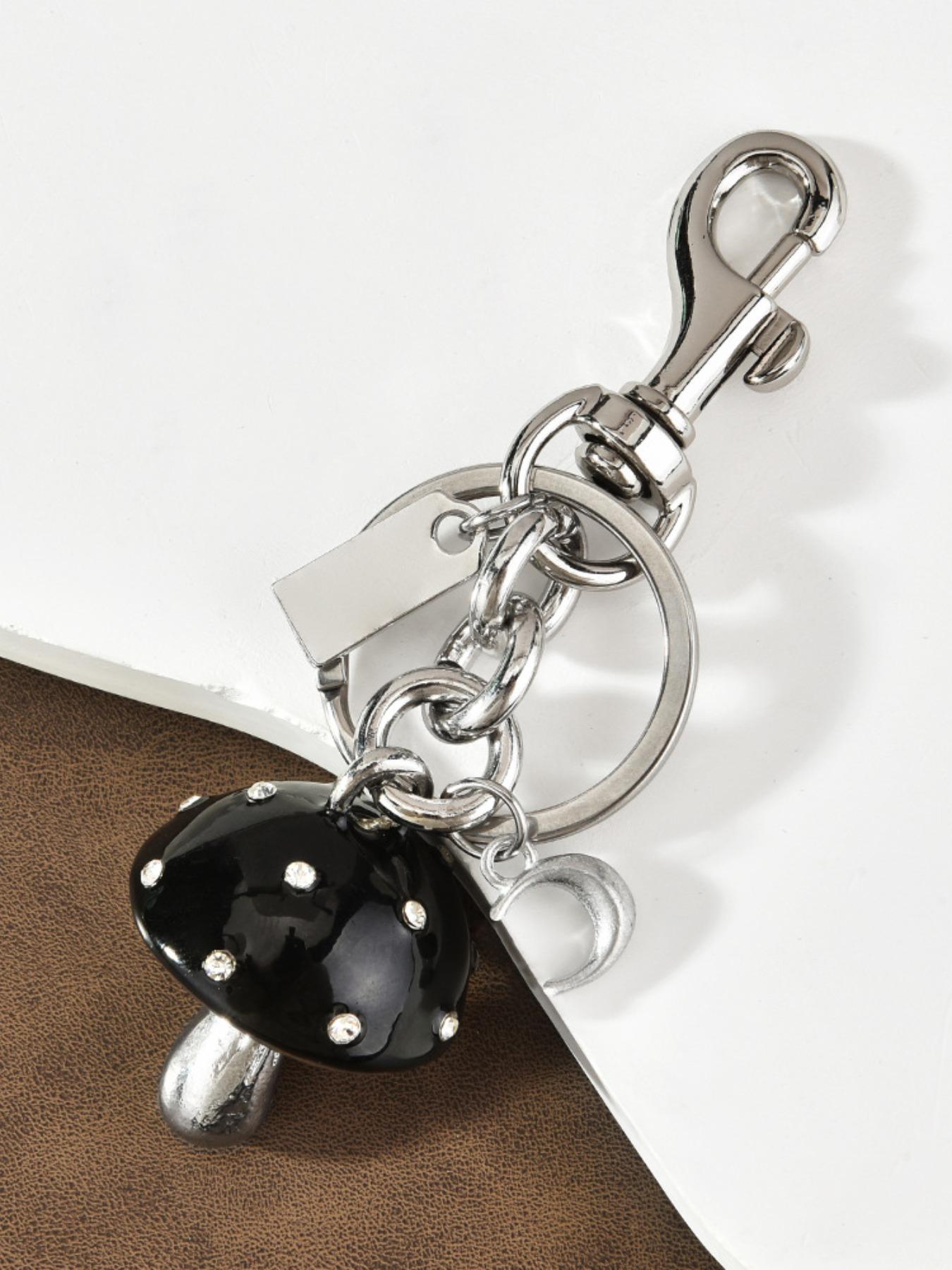 Elegant Rhinestone Mushroom Keychain, Star Moon Element Alloy Pendant, Cute Girl Heart Bag Charm, Car Key Ring Accessory, Unique Gift