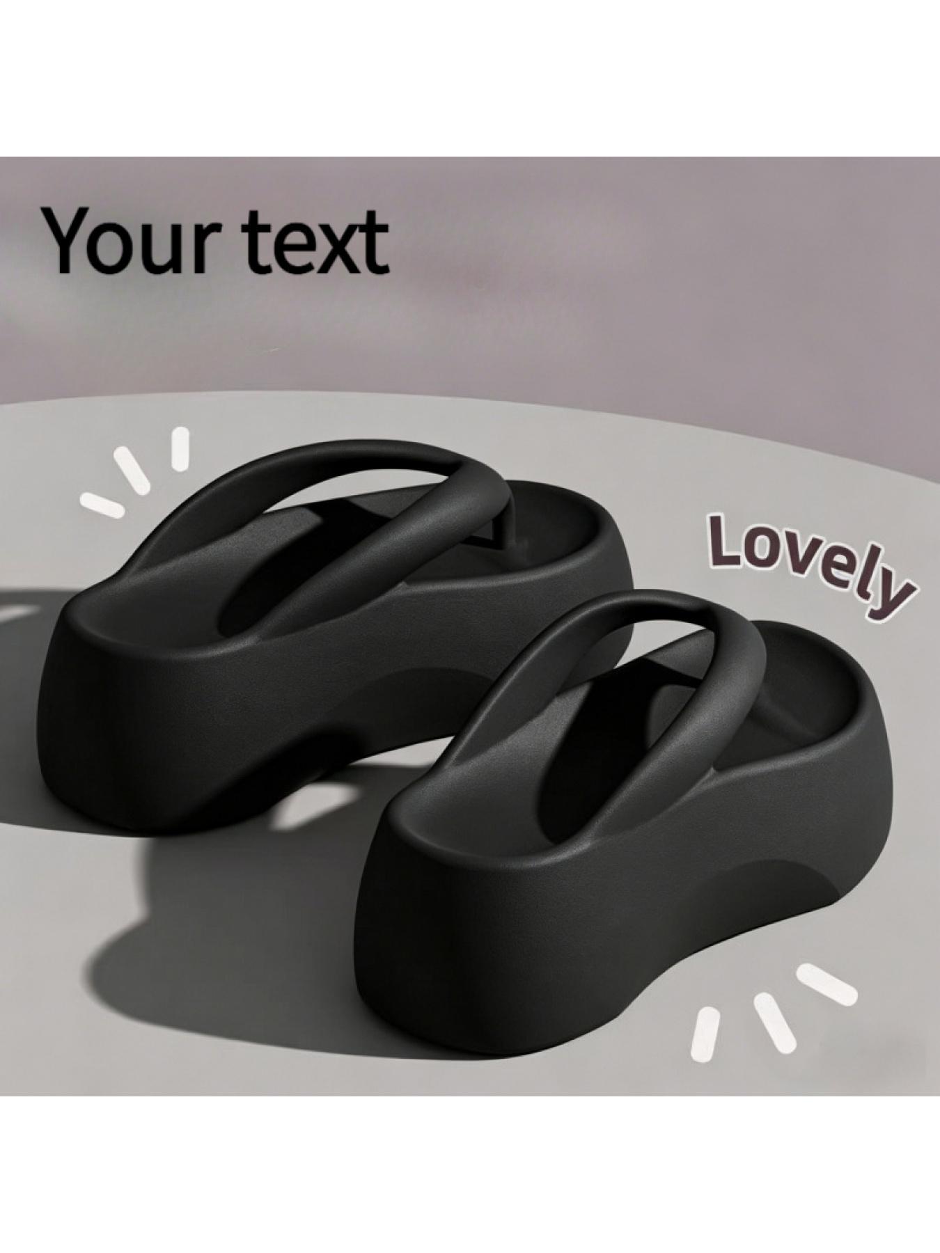 1 pair of thick-soled EVA flip-flops for women, summer outdoor wear, non-slip, height-increasing home sandals Footwear