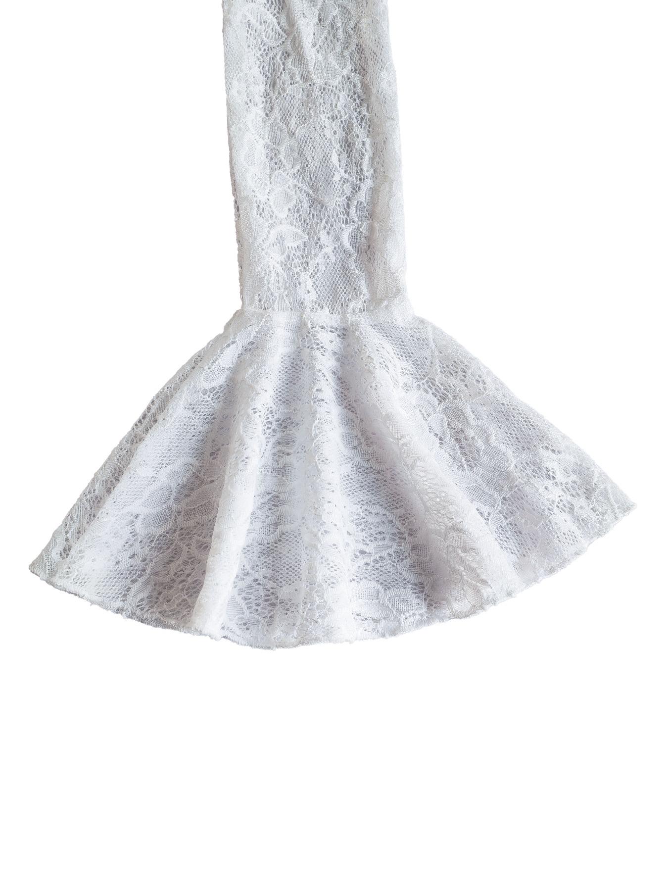 Women's One Shoulder Flare Sleeve Bodycon Long Dress, Lace Mermaid Tail Skirt, Long Sleeve, Elegant Party Wear, Summer Fashion