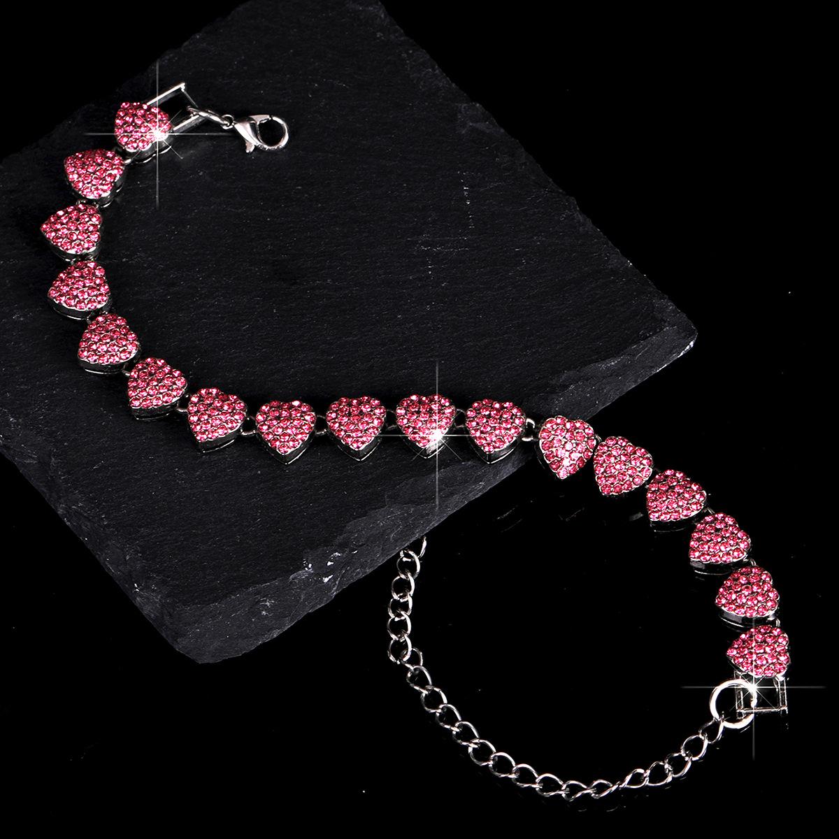 Best-selling heart-shaped multi-color bracelet with diamonds, high-end creative personalized fashion alloy wrist jewelry