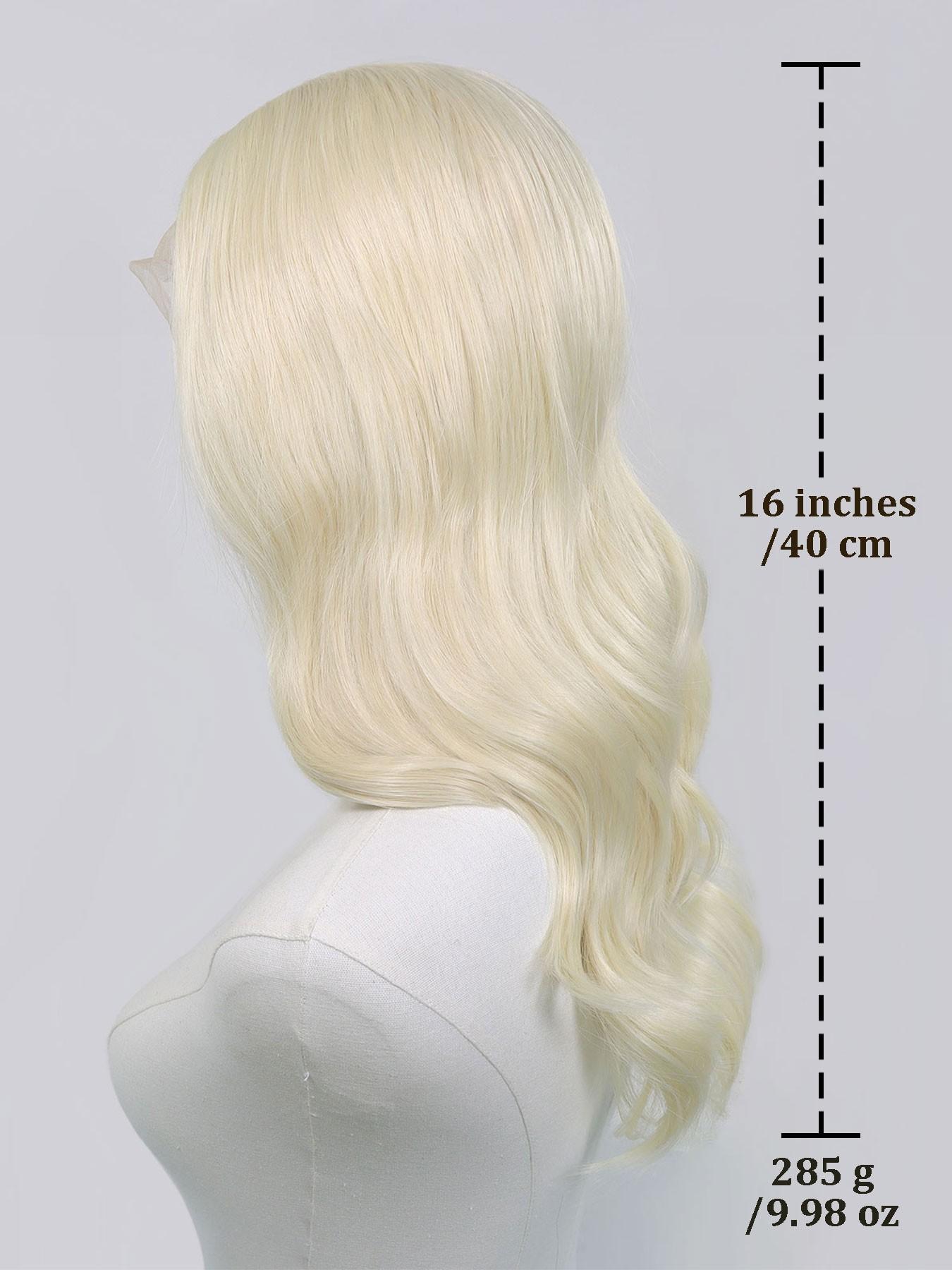 16 Inch Blonde Synthetic Lace Front Wig For Women, 13x4 Front Lace Natural Hairline,Medium Length Body Wave, Middle Part,  Heat Resistant Fiber, Daily/Party/Cosplay Wig