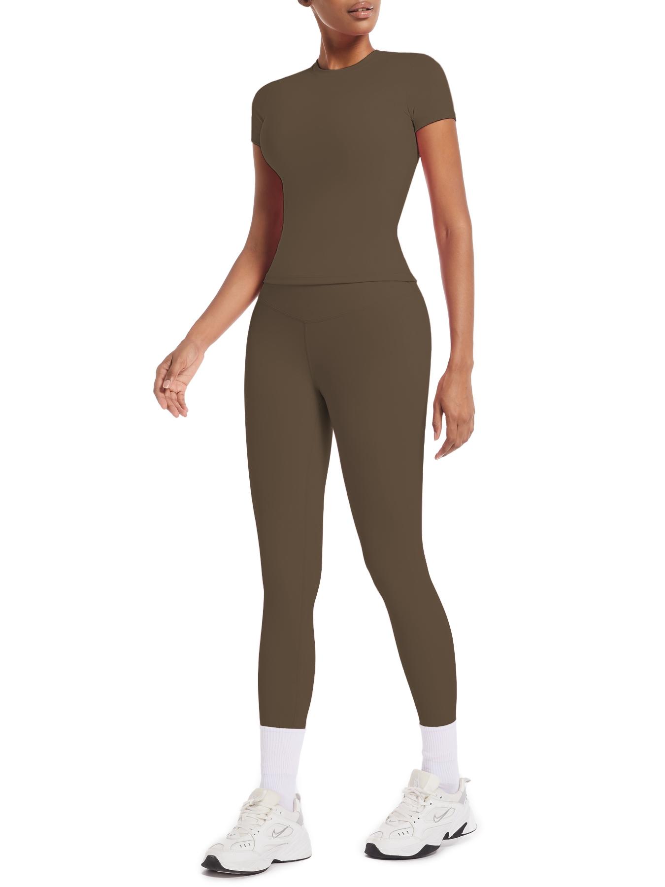 Sporty Two-Piece Set Women's Tee & High Waist Leggings Sportswear Set, Tracksuit Set for Yoga Gym Workout Running, Ladies Sportswear for All Seasons, Athletic Activewear Tracksuits