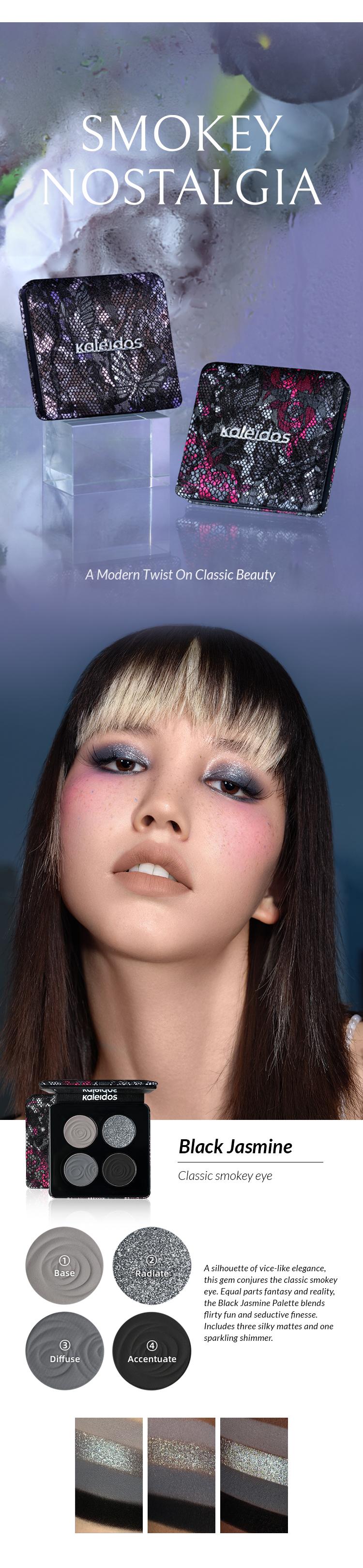 Kaleidos Quad Palette | Smokey Look, Highly-Pigmented, Silky Mattes & Unparalleled Shimmers, Rave Makeup, Festival Makeup, Cosmetic Gift