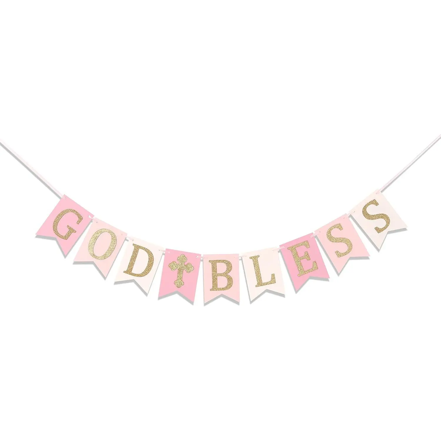 God Bless Banner,Boy/girl Baptism Pink Banner,God Bless Baptism| First Communion Girl Shower Banner Party Toppers, Girl Baptism Gift
