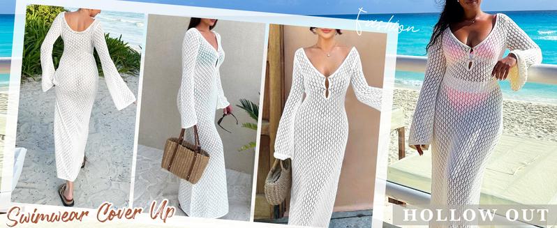ANRABESS Womens Swimsuit Swim Crochet Cover Up 2025 Summer Knit Bathing Suit Sexy Swimwears Vacation Bodycon Beach Dress