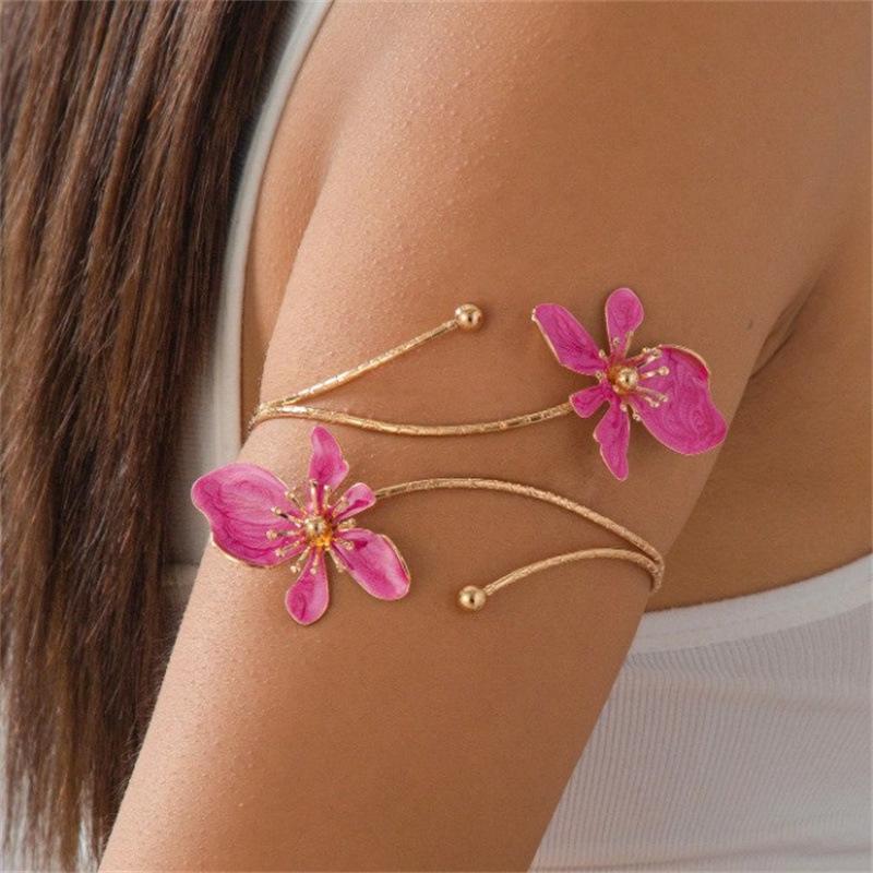 Elegant Floral Open Cuff Armlet, Iron Material, Perfect for Parties, Weddings, Summer Events, Ideal Gift for Friends & Family, Aesthetic Jewelry