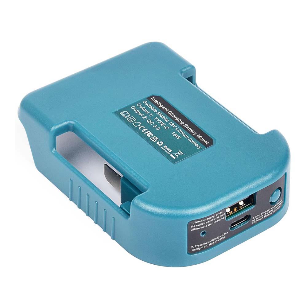 1pc Makita 18V Lithium Battery Fast Charger Dock - Rapid 18W Type-C Port, 5V USB Port, Portable Adapter for Efficient Charging - Compact, Lightweight, and Reliable Accessory
