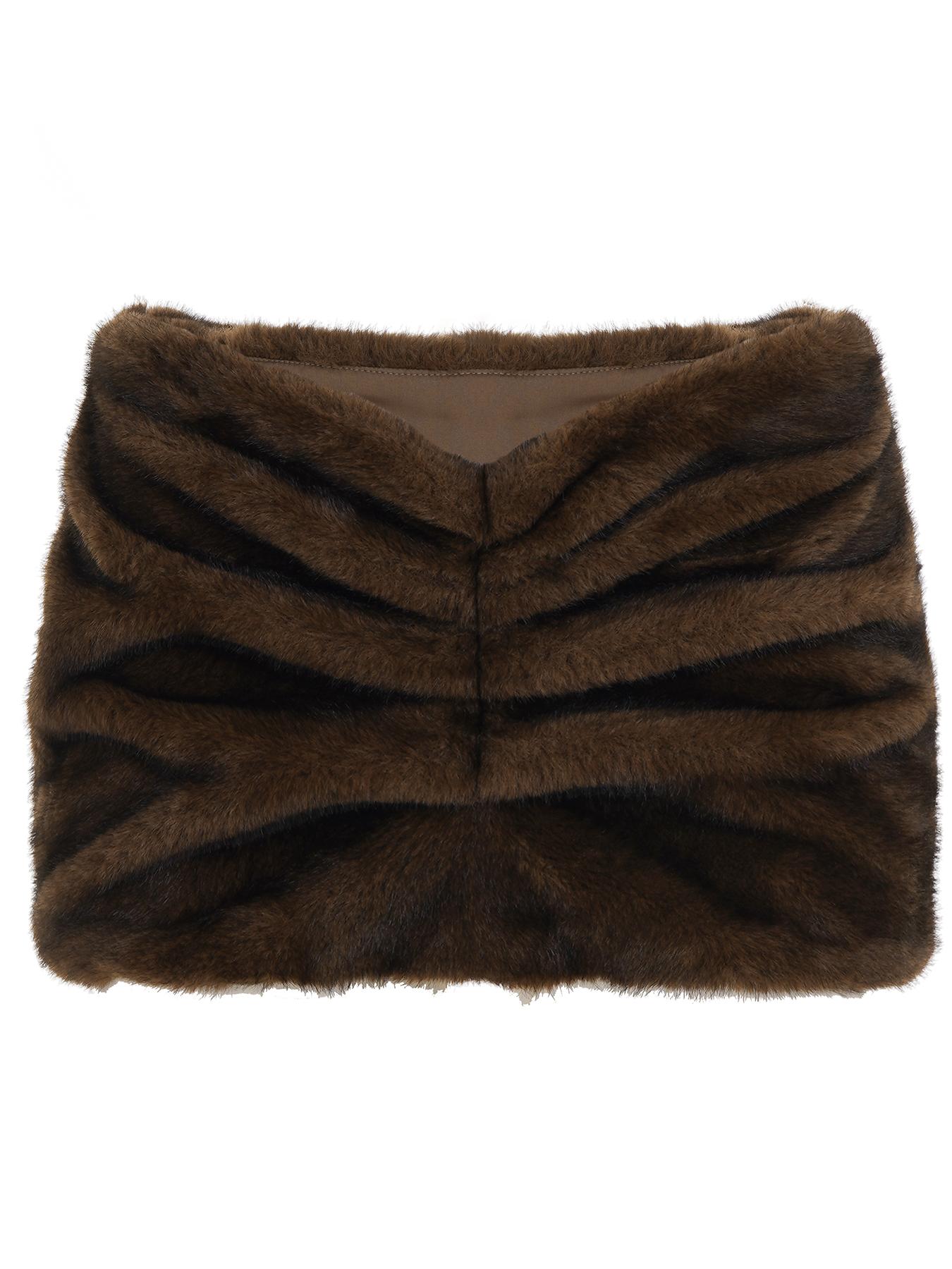 Sexy Bodycon Ruched Skirt, Faux Fur Pleated Half Skirt, Slim Fit High Waist Design, Perfect for Evening Wear & Parties