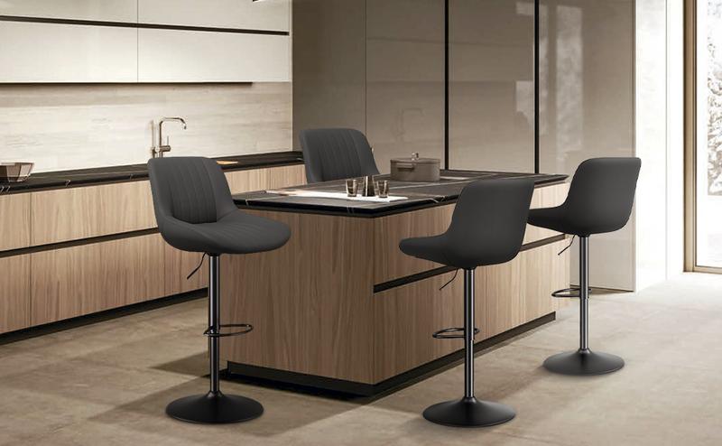 Bar Stools Set of 2, Adjustable Modern Swivel Bar Stools with Backs, Counter Height Performance Fabric Island Chairs for Home Kitchen, Dark Brown