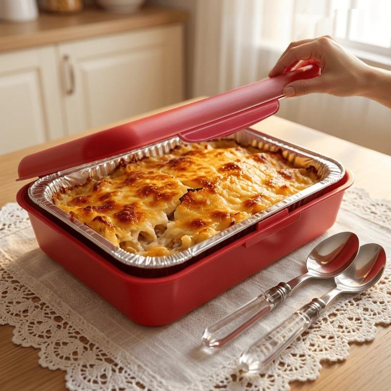 A set of elegant wok 2-in-1 reusable plastic food storage boxes with 1 foil tray for outdoor parties, celebrations, Christmas and Thanksgiving gifts