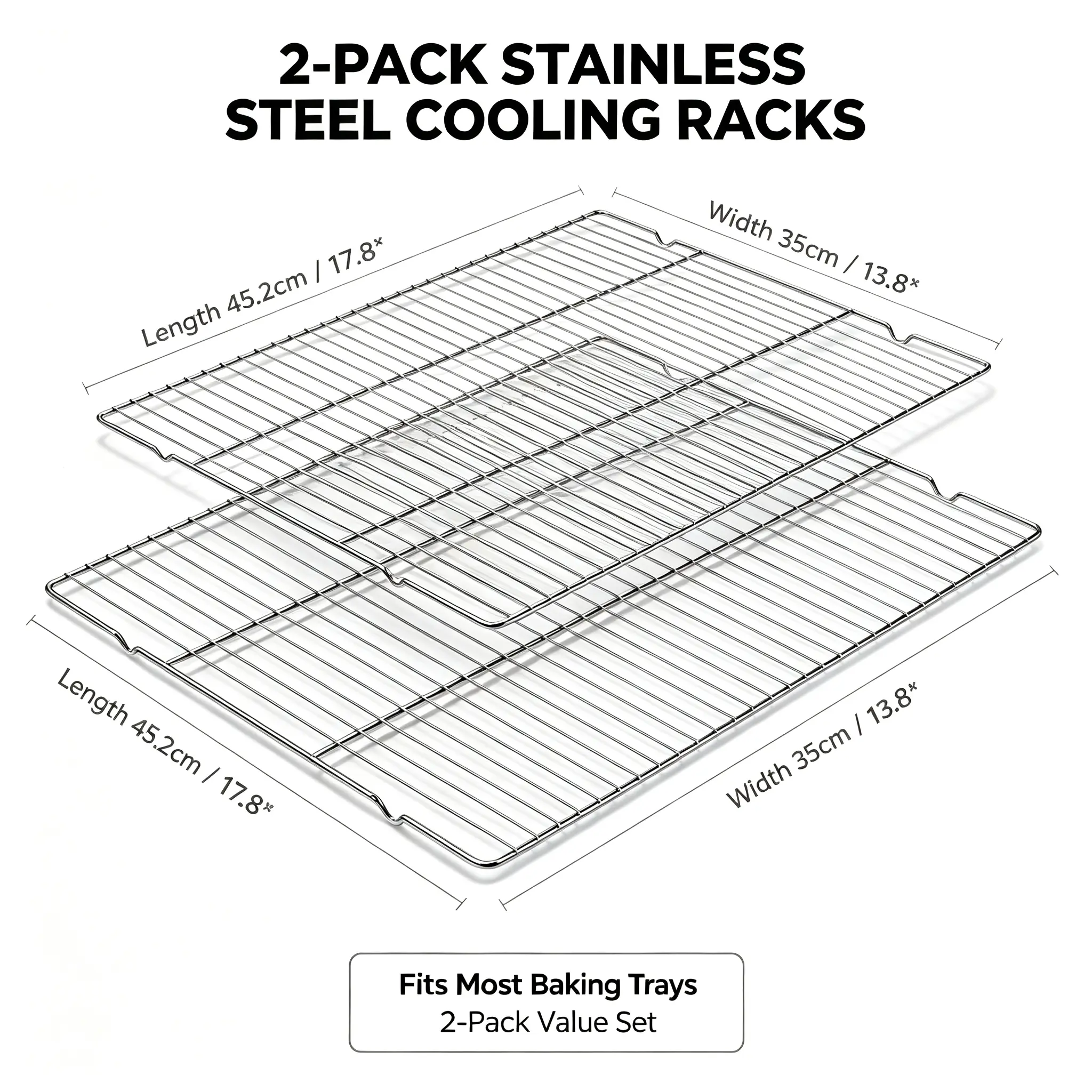 Two-Piece Thick Stainless Steel Baking Cooling Rack, Holiday Cookie Cake Turkey Rack, Christmas Thanksgiving Easter Baking Tool, Oven Grill Dual-Use Commercial Home Multifunctional Storage Rack, Bakeware
