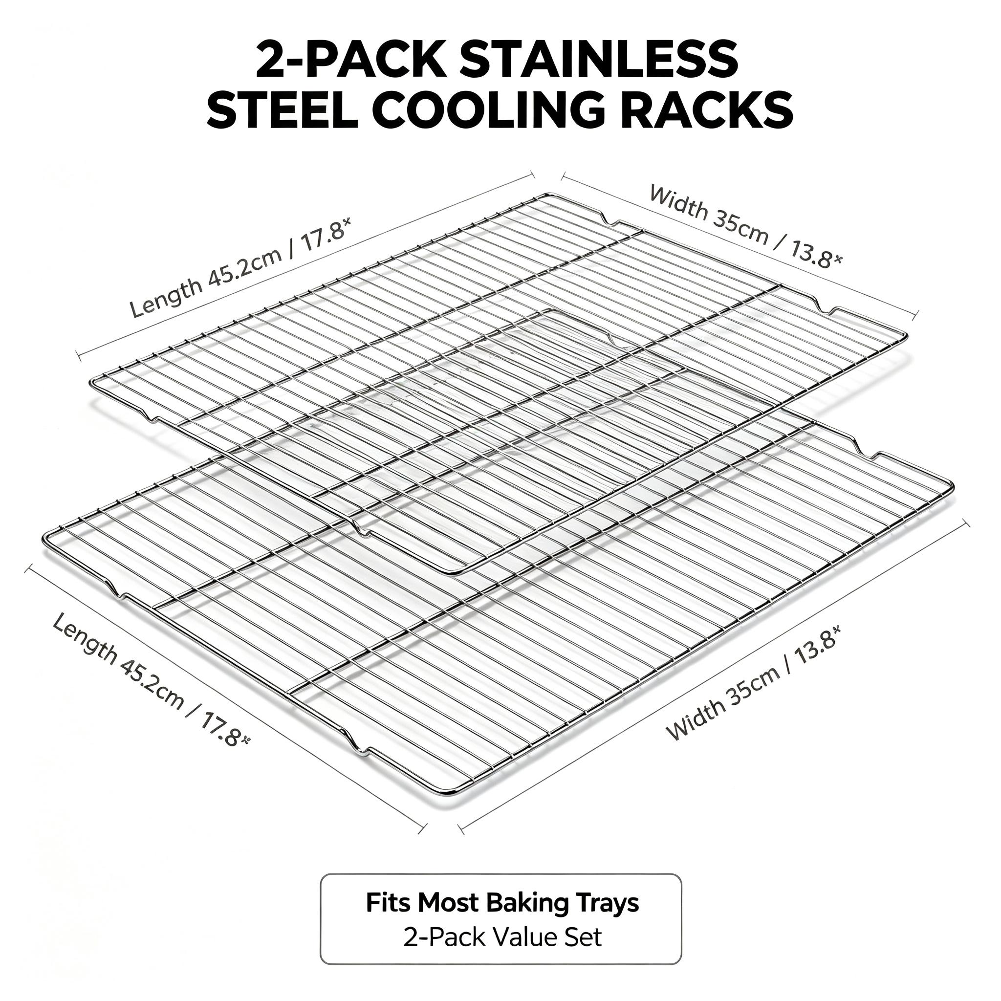 Two-Piece Thick Stainless Steel Baking Cooling Rack, Holiday Cookie Cake Turkey Rack, Christmas Thanksgiving Easter Baking Tool, Oven Grill Dual-Use Commercial Home Multifunctional Storage Rack, Bakeware