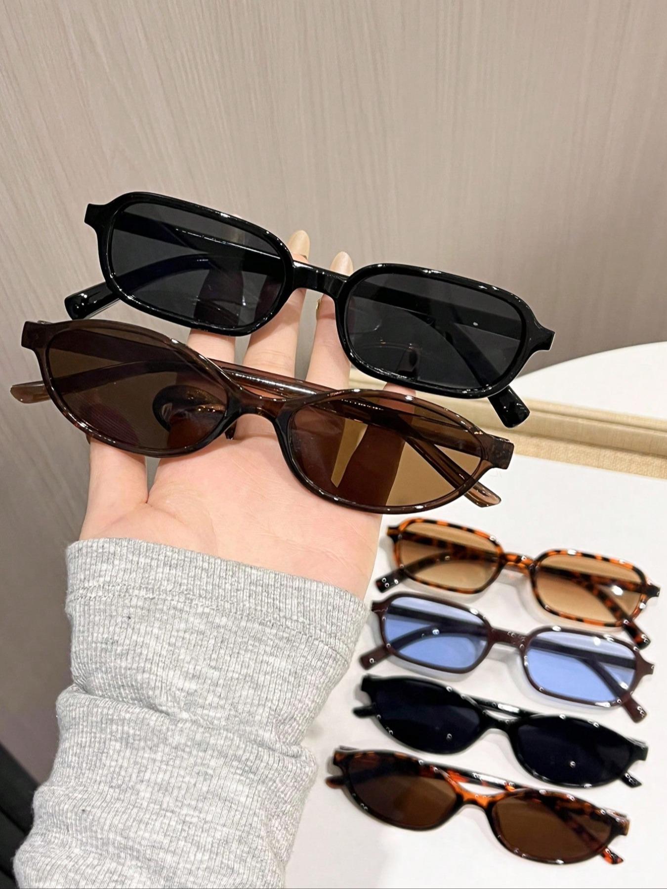 6PCS Small Frame Oval Sunglasses Set, Stylish Daily Wear & Outdoor Use, Perfect for Fashionable Look, Unisex Design, Trending Glasses