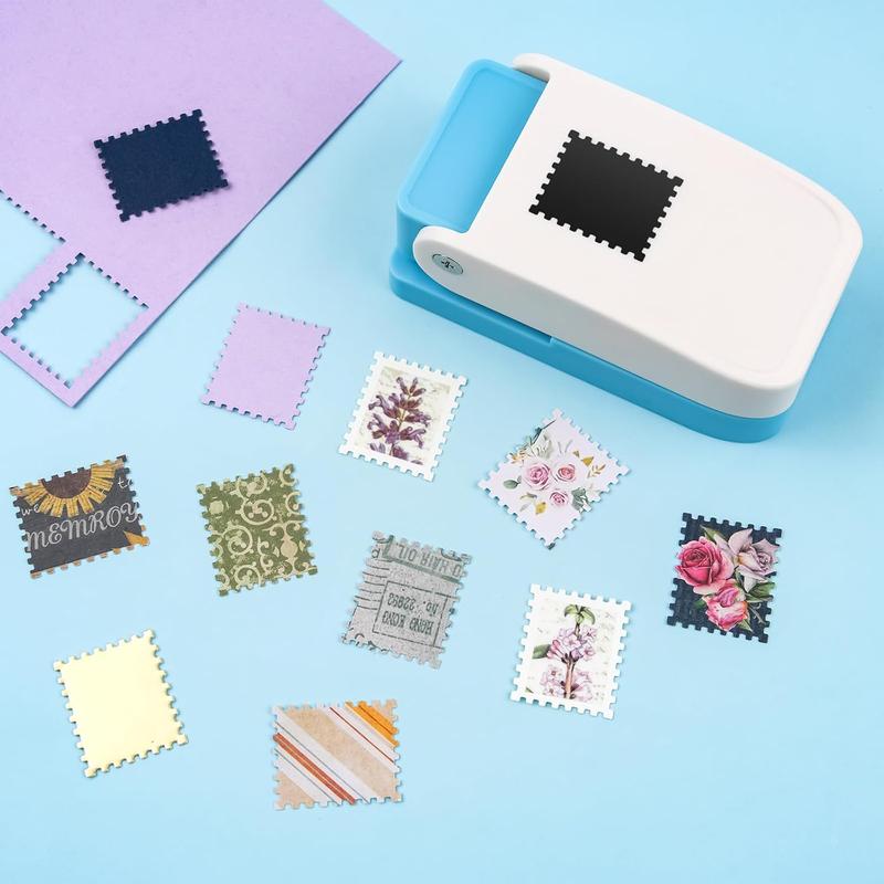 1/2 Set Rectangular Postage Stamp Punch 1X 0.8 Inch, Scalloped Rectangle Lever Action Craft Punch for Paper Crafting Scrapbooking DIY Card Making Arts Crafts Supplies