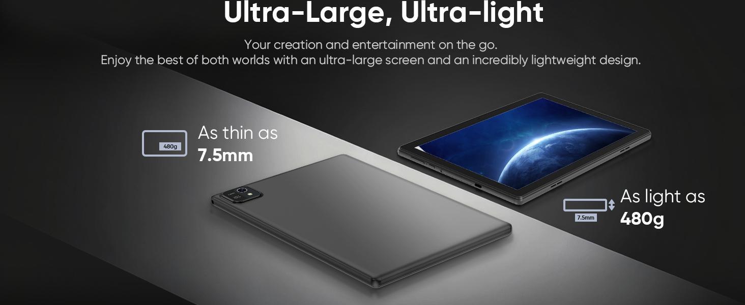 10-Inch Android 13 Tablet for Camping & Hiking Camp Kitchen, 6GB RAM, 32GB ROM, Quad-Core CPU, 1280x800 LCD Touch Screen, WiFi, GMS, Dual Cameras, Bluetooth, 6000mAh Battery (Blue)