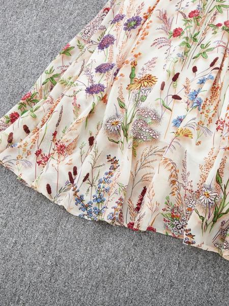 Elegant Floral Print Dress for Women, French Style Fashionable Ladies' Clothing, New Arrival European Inspired Design Casual Wear