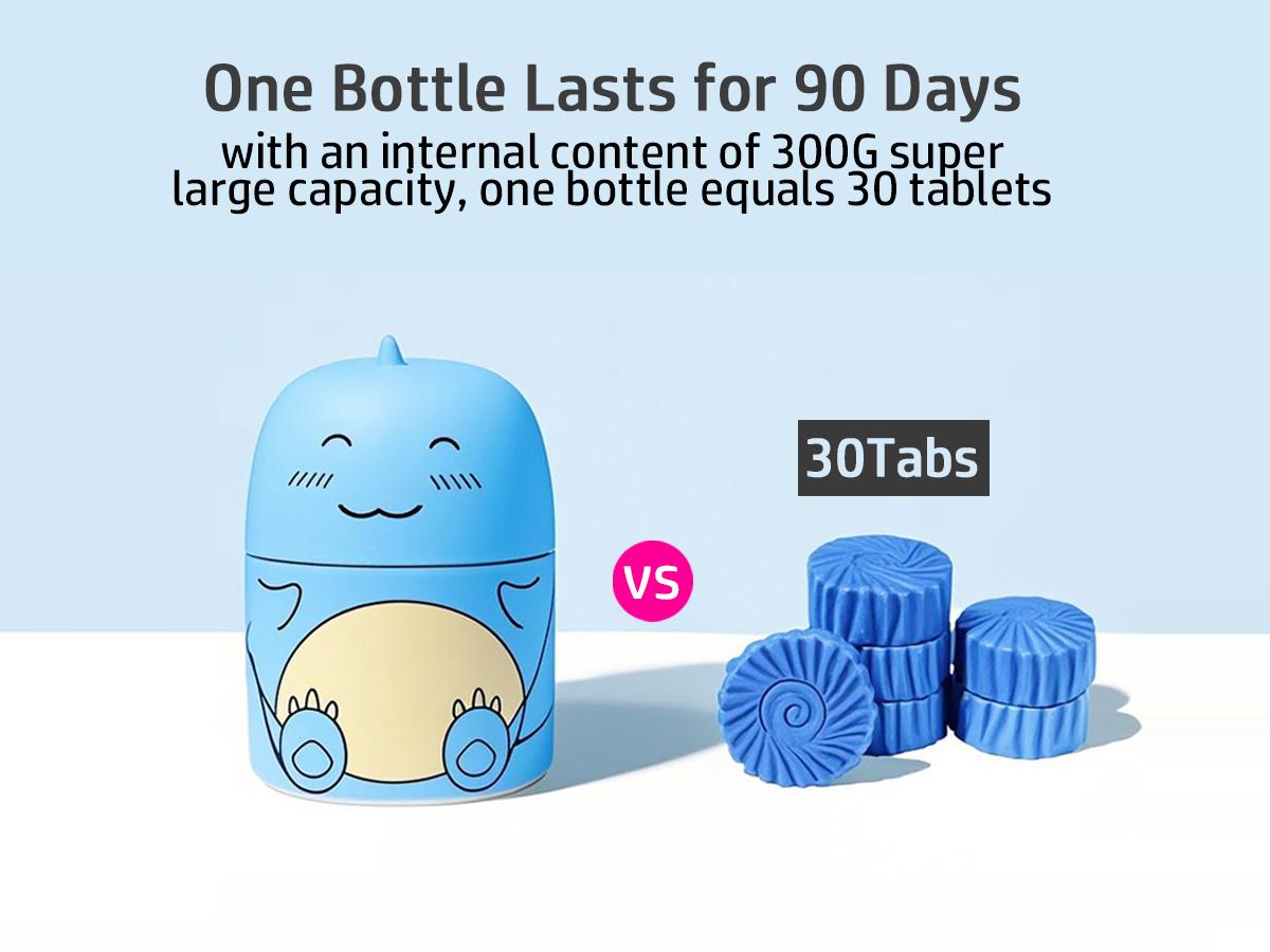 CloudMades Cute Dinosaur-Shaped Toilet Bowl Cleaner Bottle, Bathroom Toilet Tank Cleaner with Ocean, Jasmine, and Peach Scent,Three bottles can be used for 9 months (Three colors and three bottles) Powerful Cleaning Tablets Household