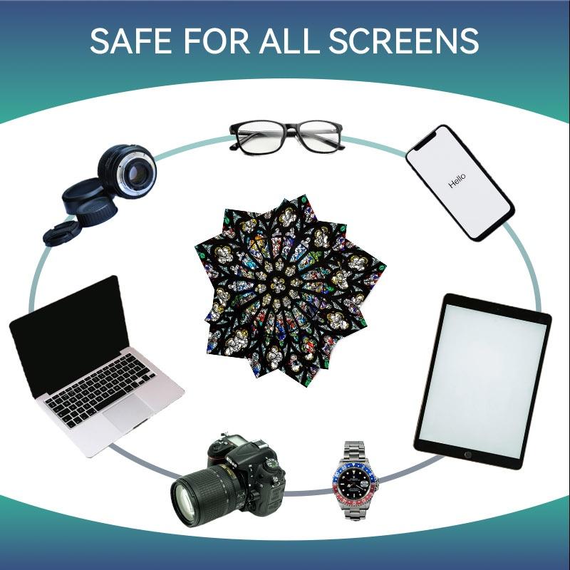 1/3/6/14pcs Lens Cleaning Cloth, Photography & Glasses Cleaner, Multiple Specs, Single - Sided Stained - Glass Rose Design, Ideal for Camera Lenses, Eyewear, Home & Travel, Premium Microfiber, Efficient Dust & Smudge Removal