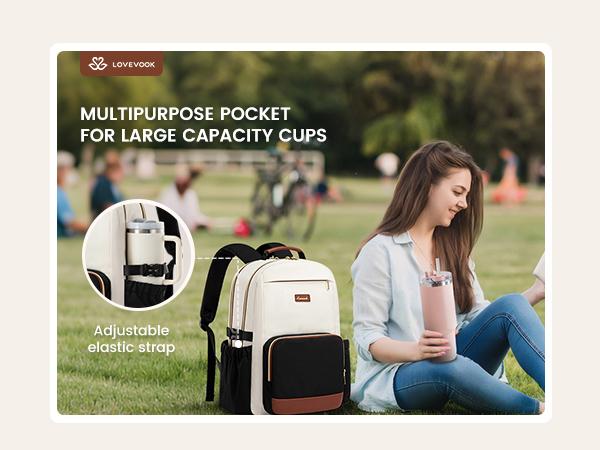 LOVEVOOK Laptop Backpack for Women with Pouch Pocket for Large Capacity Cup, 15.6-18 Inch Laptop Computer Bag Travel Backpack Purse, Waterproof Work Business Backpack College Teacher Bags.