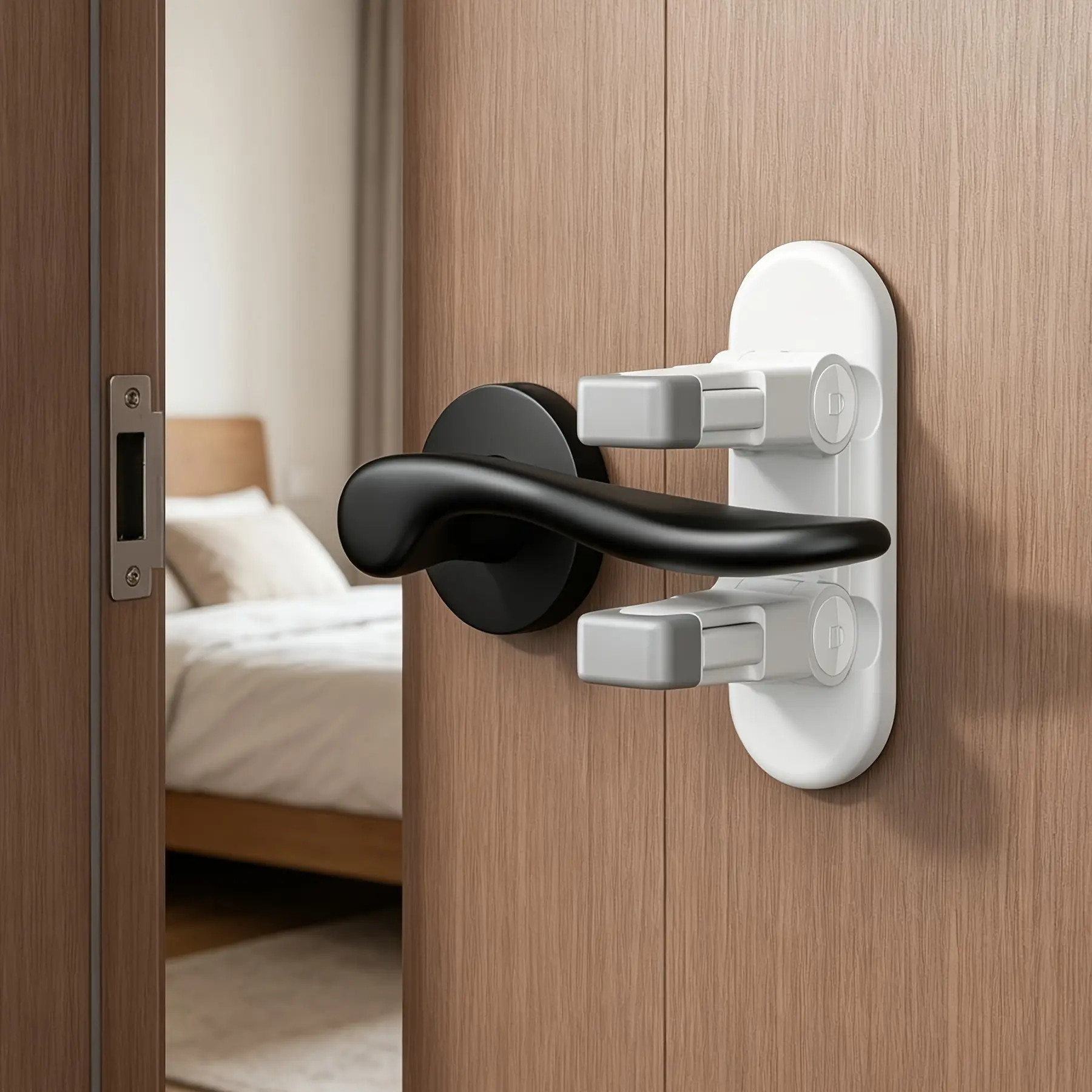 Clip-On Door Handle Safety Lock, Suitable for Home Use, Can Be Installed Without Drilling, Door Handle Lock, for home Security Lock - No Tools Required