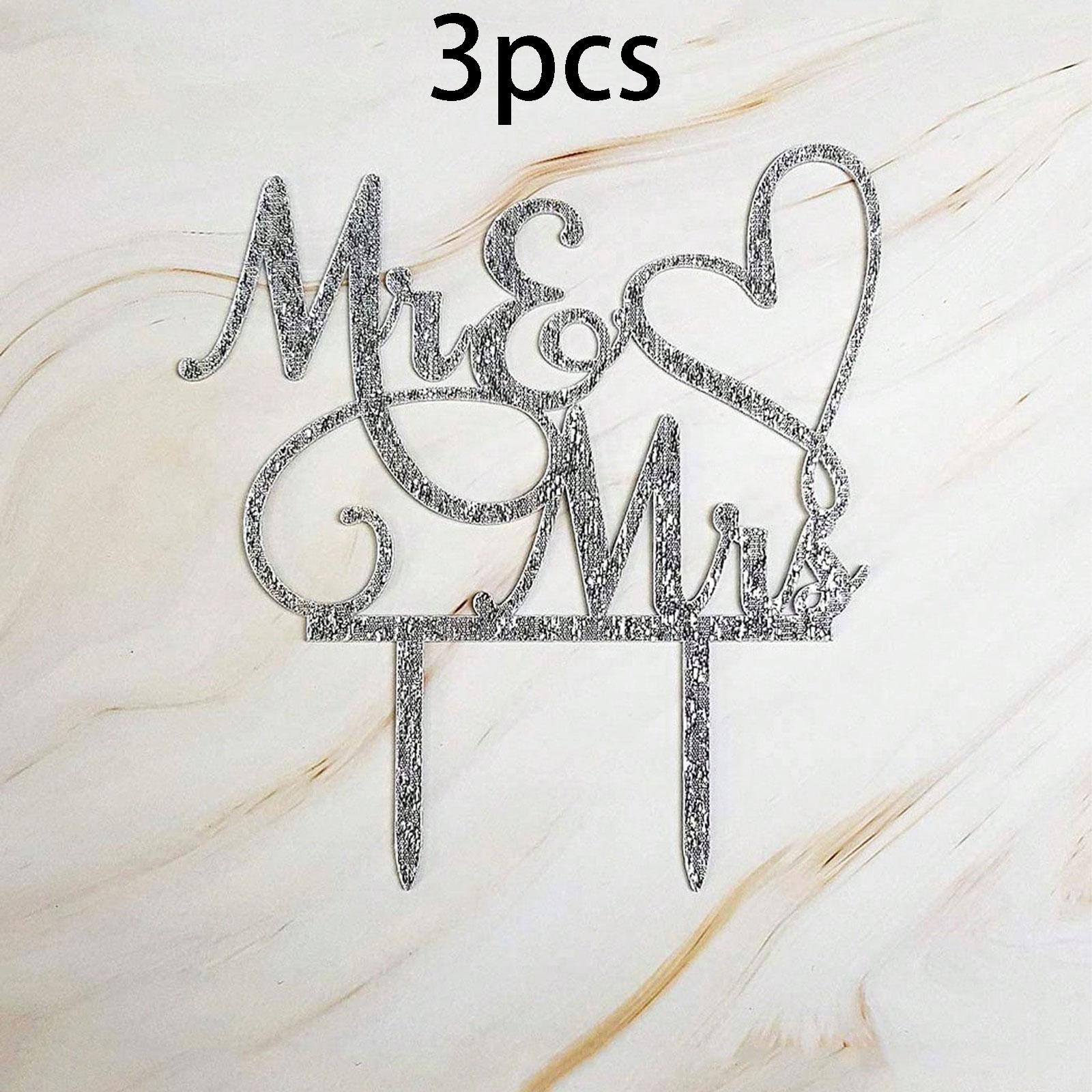 Silver Color Wedding Cake Decorations, Bride and Groom Cake Topper, Sparkly Bridal Party Favor, Elegant Event Accessory