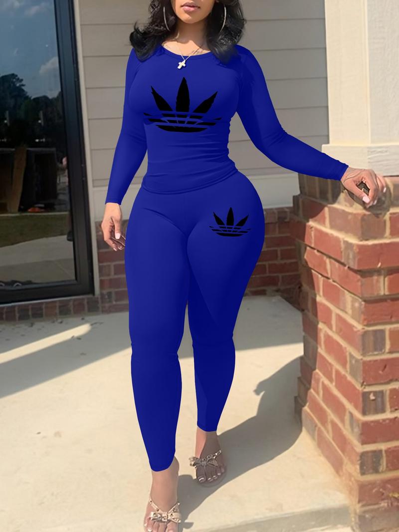 clover Women's Fall Winter Fashion Two-Piece Set, Casual Sporty Long Sleeve Pants, Comfortable Daily Wear, Cartoon Pattern clover Women's Fall Winter Fashion Two-Piece Set, Casual Sporty Long Sleeve Pants, Comfortable Daily Wear, Cartoon Pattern