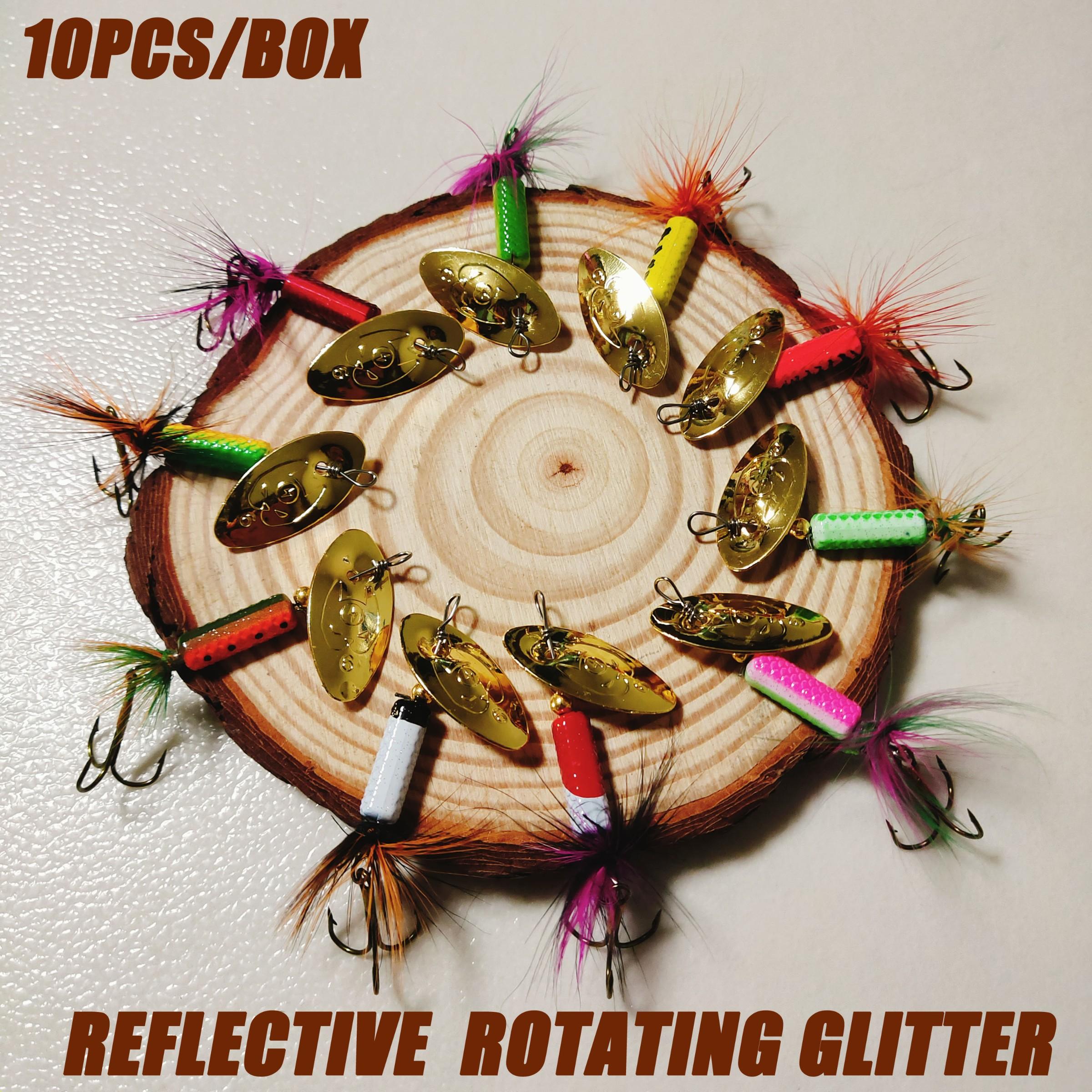 10 Pack Rotating Sequins Set, Composite Lure Bait, Metal Fishing Baits, Artificial Fish Lures, Realistic Fishing Lures, Fishing Supplies, Fishing Tackle
