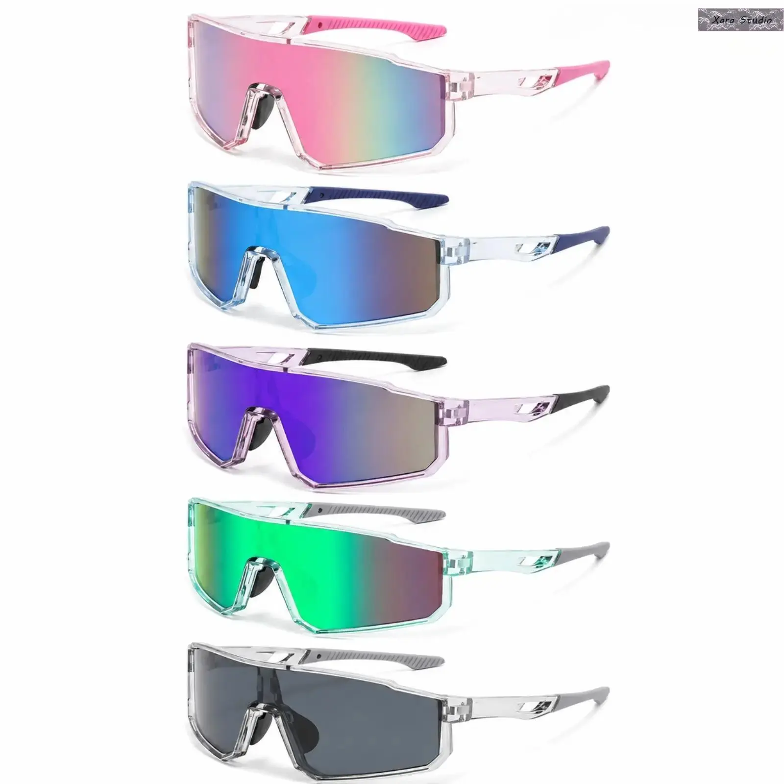 Adults' 5-Pack Wraparound Sporty Women's Sunglasses, UV400 Outdoor Protection Eyewear Fashion, Lightweight High-Performance Windproof Color Mirror, Gym Bag-Compatible for Mountain Biking, Outdoor Running