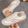 Lucky Step Women's Fashion Sports Shoes, Sporty Running Shoes, Vintage Classic Casual Lace-Up, PU Leather Patchwork, All-Season Tennis Running Walking Shoes, Fashionable Running Shoes