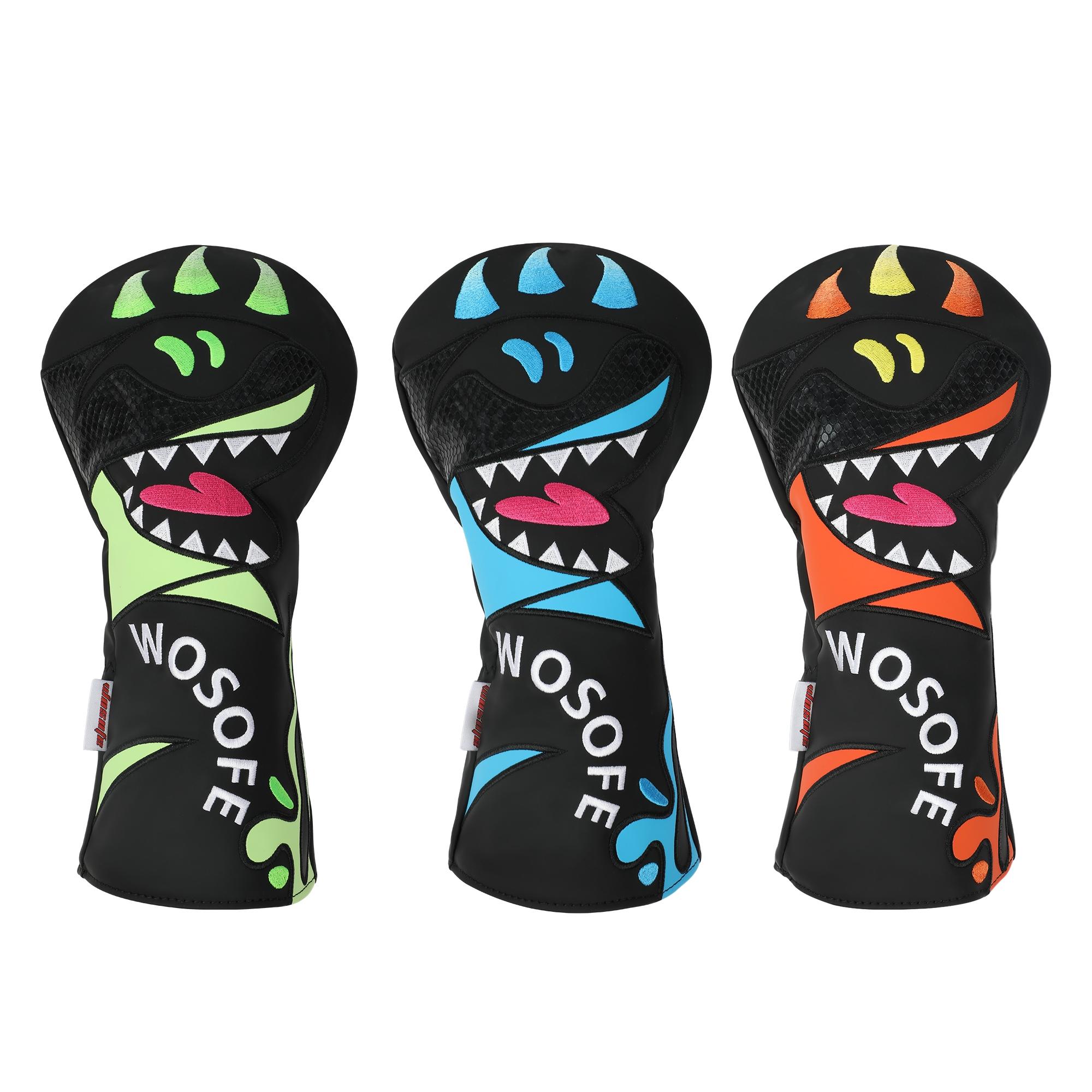 1 Golf Club Cover,Featuring a playful shark design embroidery,Provides all-around protection for your club,Fits 460cc clubs,Available in 3 colors,Golf driver head cover