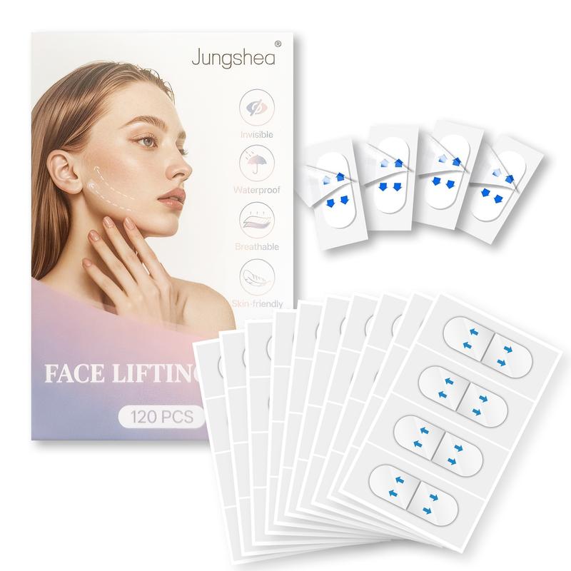 120 Pcs Face Lift Patches – Strong Adhesion Lifting Strips｜Invisible Face Contour Tape｜Neck & Jawline Firming｜Breathable V-Shape Patches for Makeup