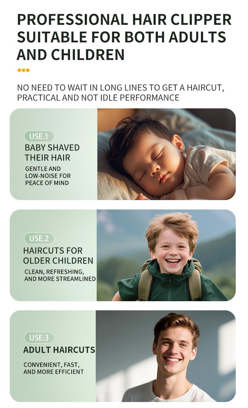 Baby Hair Clipper Trimmer for Newborns, Gentle Sounds to Reduce Fear, Easy to Use with 3 Adjustment Settings, Ideal for Trimming Baby Hair