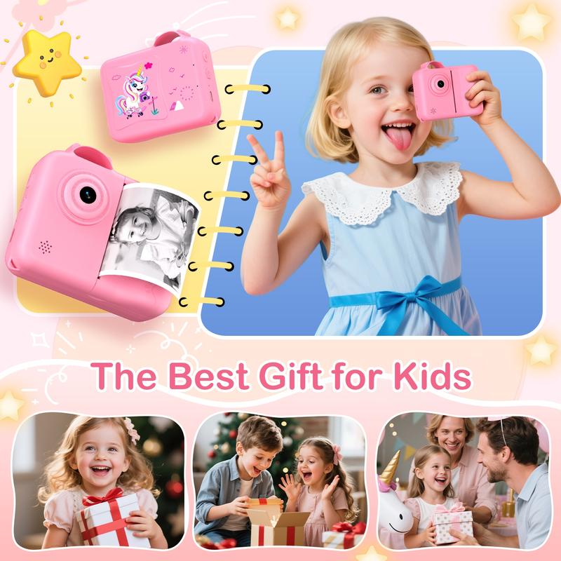 Portable Instant Print Camera with 3 Rolls Print Paper, Ideal Birthday Gifts for Boys & Girls,Boys & Men gifts, Photo Camera