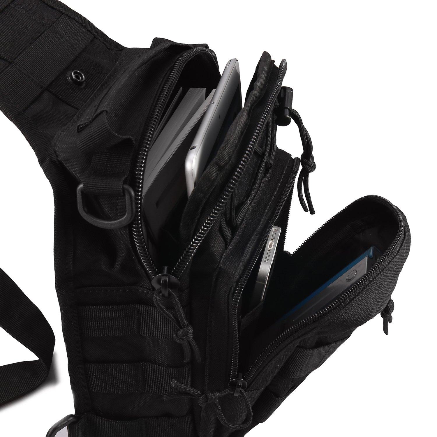 Durable Nylon Tactical Shoulder Sling Bag for EDC, Molle Crossbody Backpack for Outdoor Sports, Heavy Duty Chest Pack for Hiking and Camping Adventures, Survival Daypack with Concealed Carry