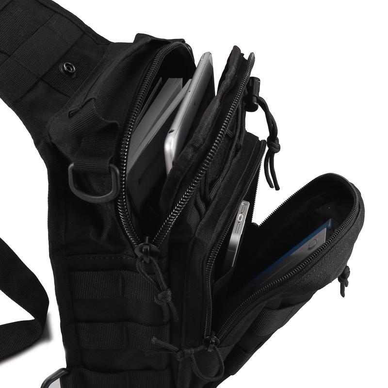 Durable Nylon Tactical Shoulder Sling Bag for EDC, Molle Crossbody Backpack for Outdoor Sports, Heavy Duty Chest Pack for Hiking and Camping Adventures, Survival Daypack with Concealed Carry