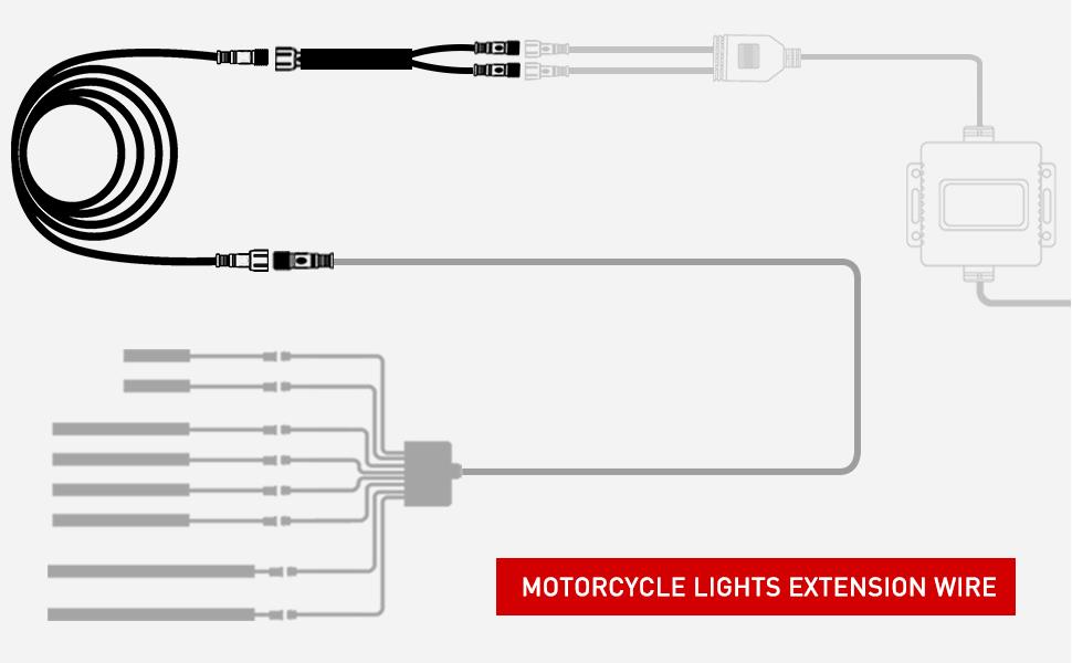 Nilight Extension Cable for Motorcycle LED Strip Lights 4PCS 2 Feet Extension Cords 3PCS 2 Way Y Splitter 4PIN Extension Cord for Underglow Neon Accent Light Strips Rock Lights Connectors  dealsforyoudays