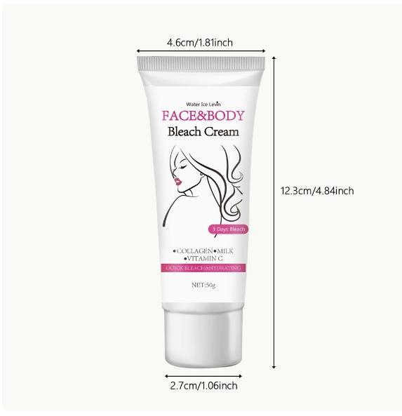 Face and Body Brightening Cream, Lightweight Milky Moisturizing - for face, neck, underarms, joints, etc. Gentle formula with brightening, hydrating and moisturizing benefits. Suitable for men and women. 50g/1.76oz