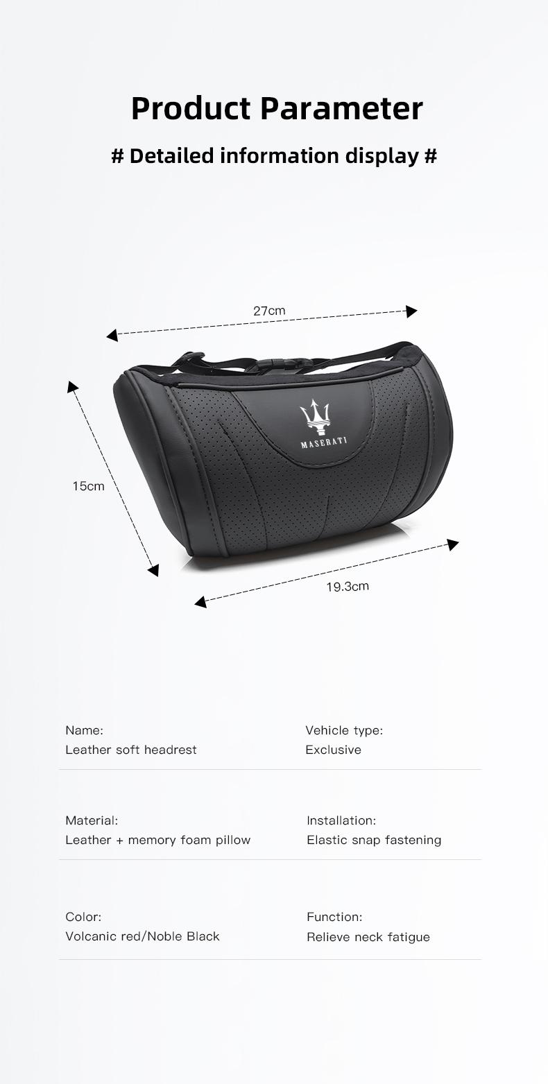Car Headrest Neck Support Seat Lumbar Cushion Neck Pillow For Maserati Quattroporte GranTurismo MC20 Levante Ghibli Grecale President GranCabrio Coupe Spyder