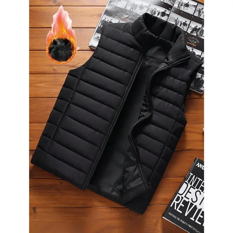 Men's Casual Stand Collar Vest, an Elegant Solid Color Gilet - Warm and Stylish Menswear Top for Autumn and Winter, Men's Clothing, Plain, Fitted