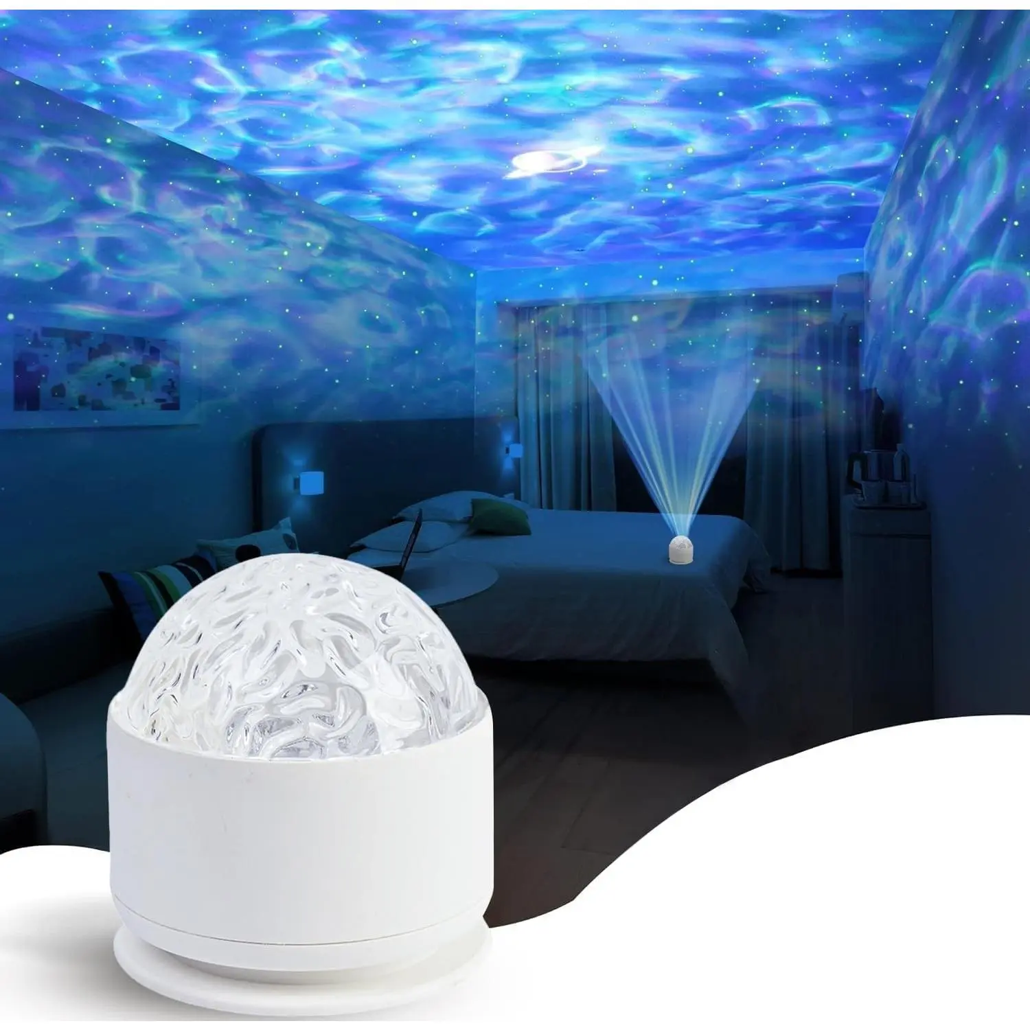 Sensory Ocean Light Projector with 15 Color Patterns - Autism Sensory Toys for Kids and Adults, Projects Water Ripple Effects onto Walls and Ceilings