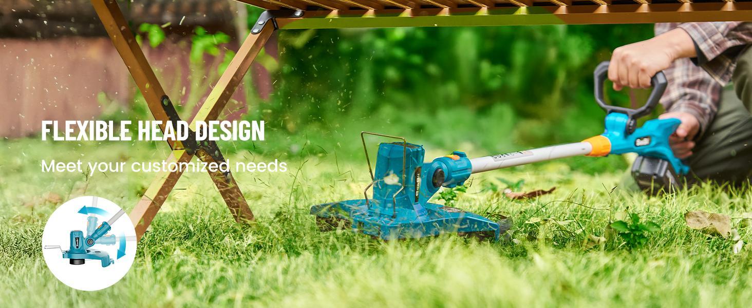 【Seesii】 String Trimmer, 12’’ Cordless Weed Wacker & Edger with 2 * 4.0Ah Batteries - Electric Lawn Mower with 1.3’’/2.1’’ Adjustable Deck - 3-in-1 Battery Lawn Mower for Garden/Yard Outdoorfun