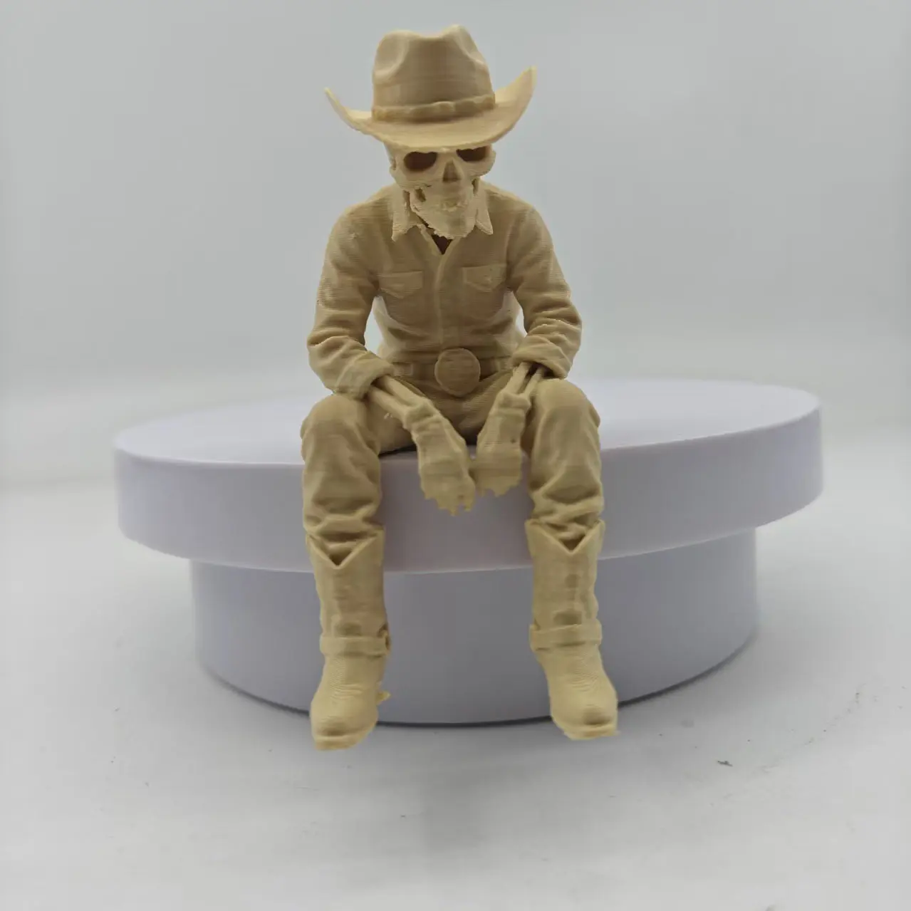 Western Cowboy Skull Pla Ornament, Skull Figurine, Full Sitting Skeleton Sculpture, Vintage Wild West Bar Decor, Halloween Home Coffee Shop Gift, Decorative Home Ornament