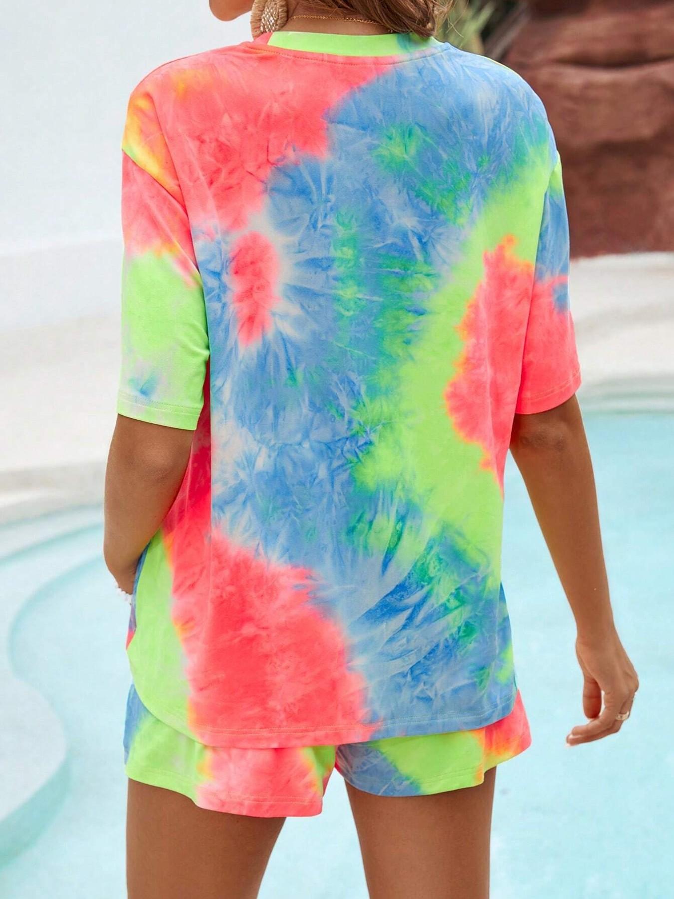 Women's Casual Short Sleeve T-Shirt and Adjustable Drawstring Shorts Set, Womenswear, Outfit, Summer Fashion, Comfortable and Stylish, Perfect for Daily Wear