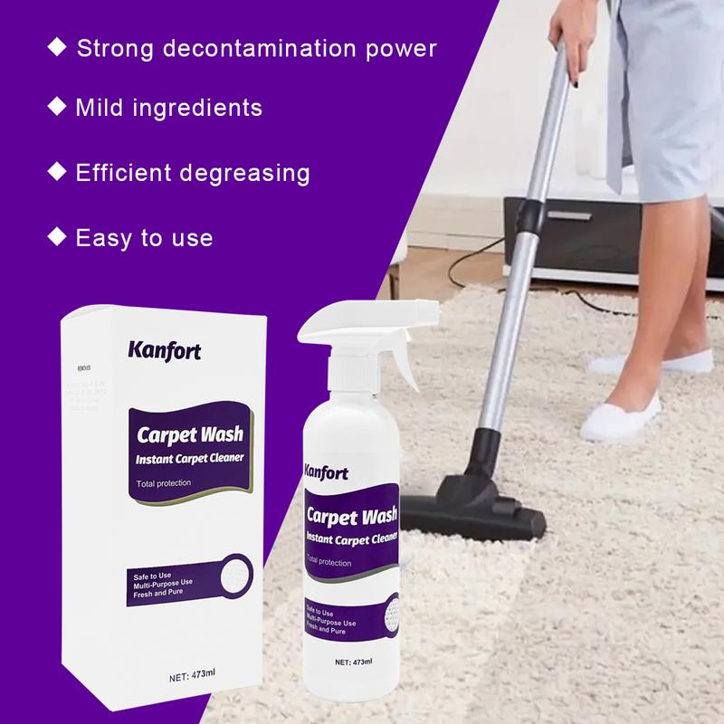 Professional Carpet Cleaner Spray – 16OZ/473ml Each Deep Cleaning Foam for Rugs, Upholstery & Fabric – Removes Stubborn Stains, Dirt & Pet Messes – No-Rinse, Fast-Drying & Odor-Eliminating Formula – Perfect for Homes, Offices & High-Traffic Areas