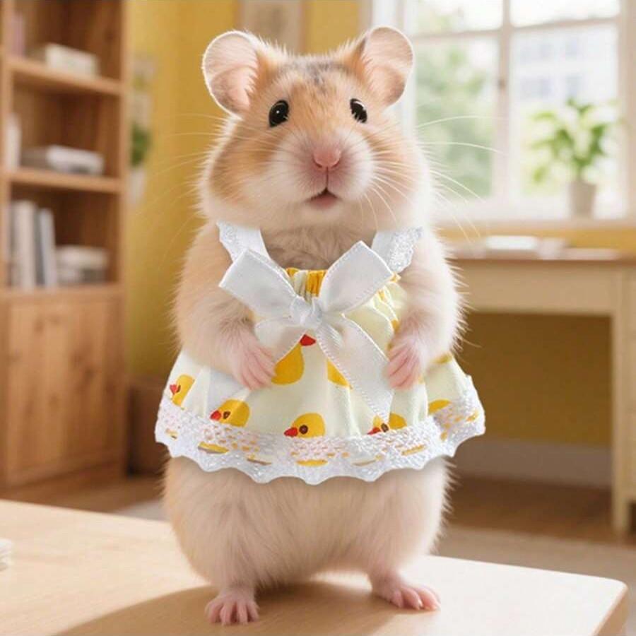 1PC Cute Princess Dress for Hamsters & Guinea Pigs, Soft Plush Small Pet Apparel, Lovely Outdoor Costume for Tiny Pets