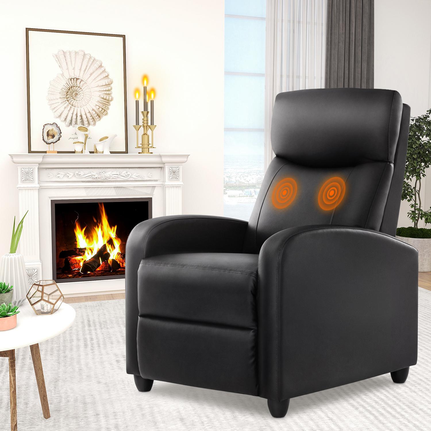 Massage & Heating Manual Recliner Sofa | Ergonomic Casual Chair for Living Room Relaxation Comfort Durable Chair Heater Remote Control Sturdy Material Black Massage & Heating Manual Recliner Sofa | Ergonomic Casual Chair for Living Room Relaxation Comfort Durable Chair Heater Remote Control Sturdy Material Black