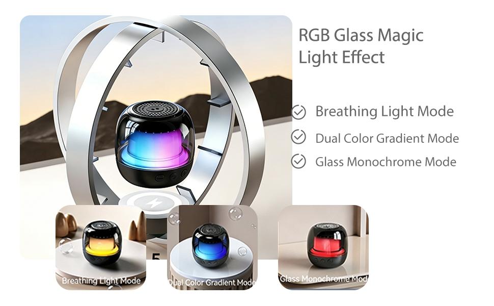 Bluetooth Speaker 360 Holographic Sound Bluetooth Speaker Portable Wireless RGB Colorful Lights TF Card Supported 12H Usage Time for Outdoor Camping Hiking Traveling